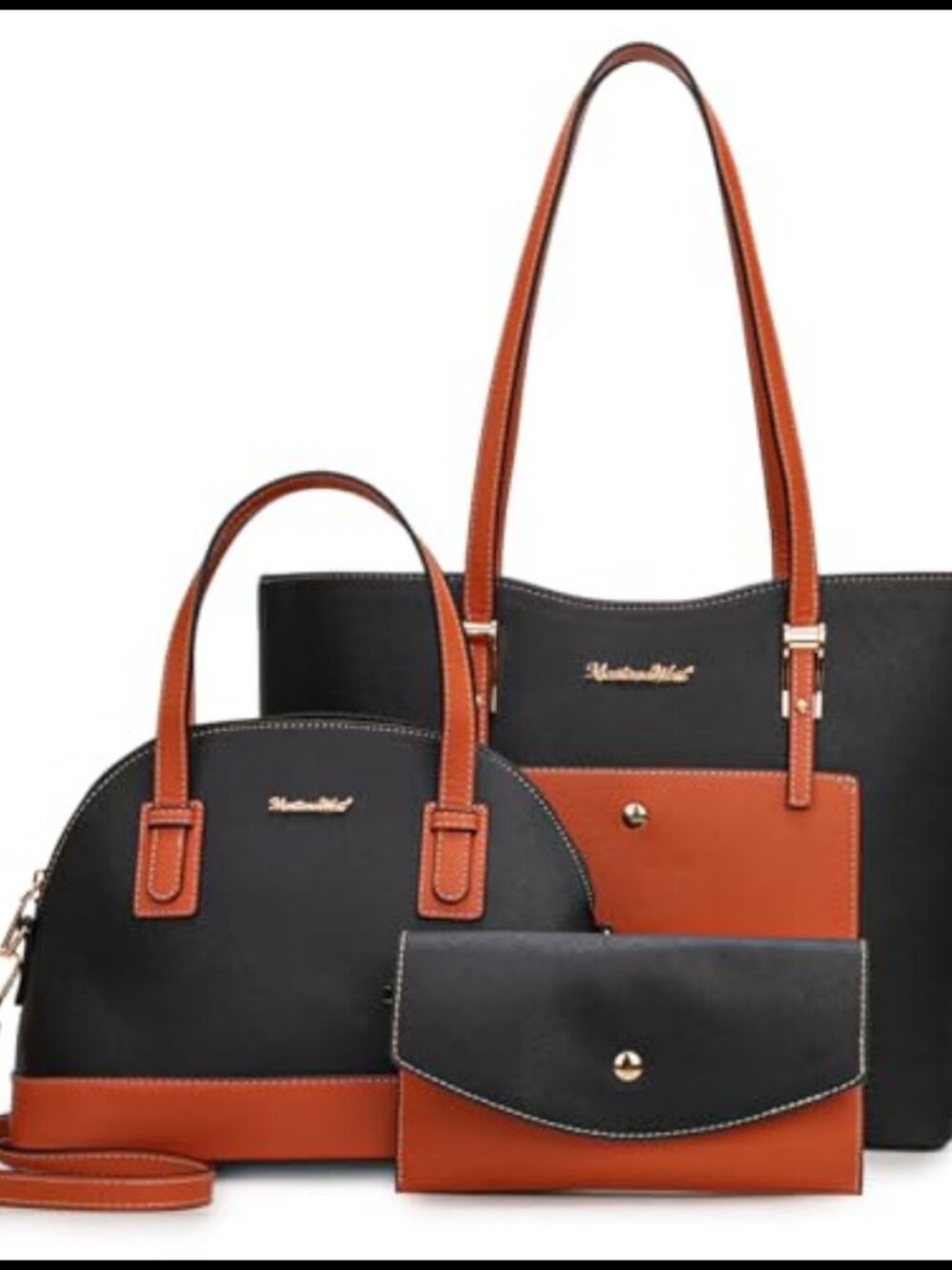 PU Leather 3PCS Tote Bag Wallet Set Crossbody Satchel